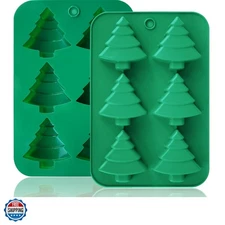 Christmas Tree Silicone Molds 2PCS for Soap Chocolate Candy Cake Cocoa Bomb B...