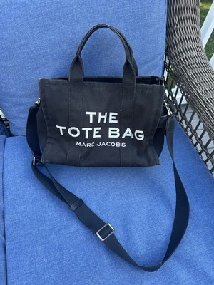 Authentic Marc Jacobs The Tote Bag Distressed Black Canvas Medium