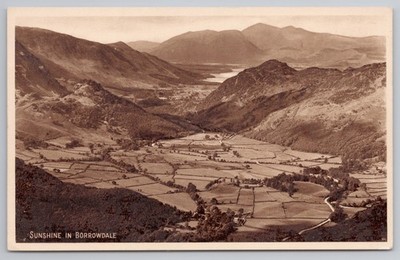 RPPC Sonnenschein in Borrowdale, Lake District, Mayson's Keswick Serie Foto