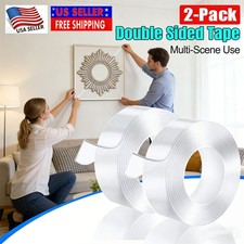 16.5FT Transparent Tape Double Sided Traceless Washable Adhesive Invisible Gel