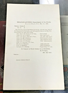 1864 Civil War General Orders Staff Officers 10th Army Corps Hilton Head S.C. 