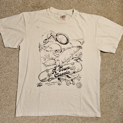 Vintage Y2k Stedman Hanes Modern Reprint T-Shirt Mens M Heavyweight Skate Moto