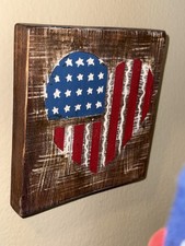 Patriotic Wood Shelf Sitter Americana Decor Handmade Hand Painted
