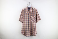 Vintage 70s Streetwear Mens Large Faded Rainbow Plaid Short Sleeve Button Shirt