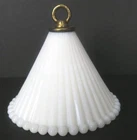 VINTAGE WHITE RIBBED MILK GLASS SMOKE BELL W/ BEADED EDGE #B158