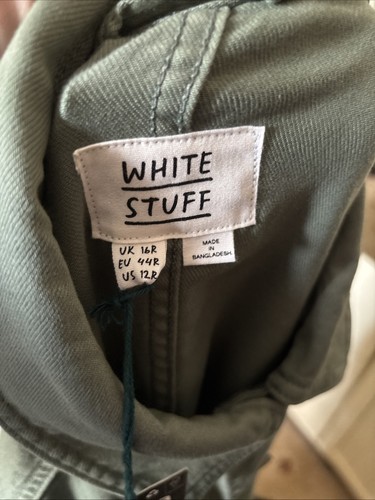 WHITE STUFF Oakleigh Green Cotton Denim Mid Length Collared Coat Size 16 NEW - Picture 19 of 19
