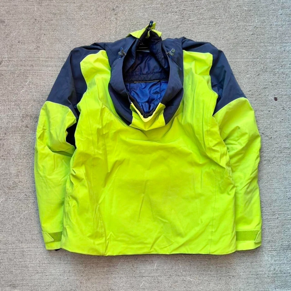 Salomon Icerocket Ski Snowboard Jacket Mens Size Large Acid Lime Night Sky Hood - Image 3 of 4