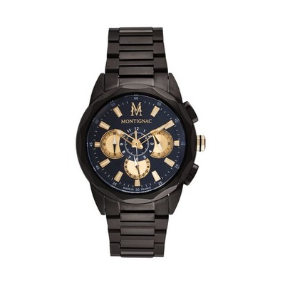 MONTIGNAC MOW907 Multifunction Stainless Steel Black Blue Men's Watch