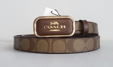 COACH WOMEN'S SIGNATURE MORGAN RECTANGLE BUCKLE CUT TO SIZE BELT NWT