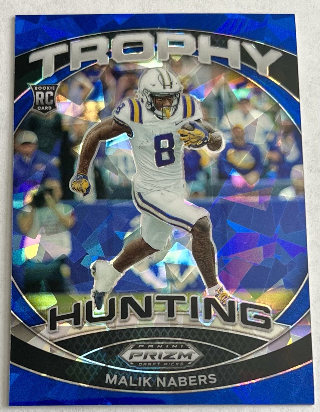 2024 Prizm Draft Picks LSU Malik Nabers Trophy Hunting Blue Ice Rookie RC /99