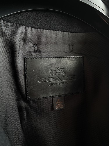 COACH New York Men’s Full Zip Wool/Leather Coat Size XL Black rrp780$ - Picture 6 of 19