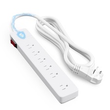 3-Prong Power Strip with 4 FT Extension Cord 6-Outlet 45-Degree Flat Plug
