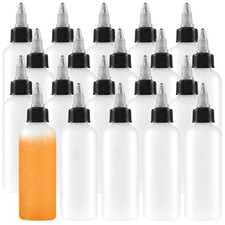 20 Pack 4oz Boston Squeeze Bottles, Clear Plastic Dispensing Bottles with Twi...
