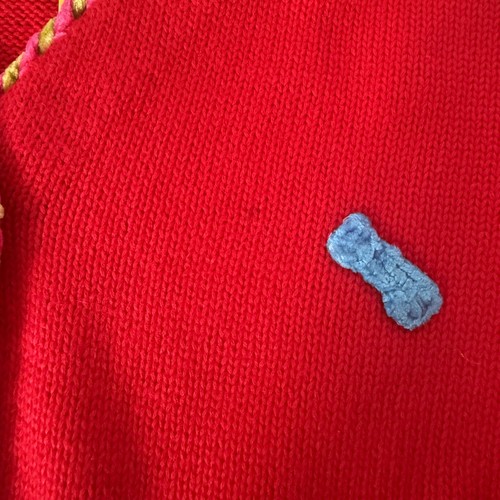 Quacker Factory Womens Cardigan 1X Red Acrylic Cotton Dog & Cat Embroidery - Picture 3 of 9