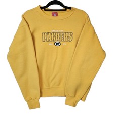 Vintage Green Bay Packers Sweatshirt Men  s M Yellow Crewneck NFL Tag Embroidered