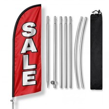 8FT Sale Feather Flag with Pole & Ground Spike, Outdoor Sale Advertising Bann...