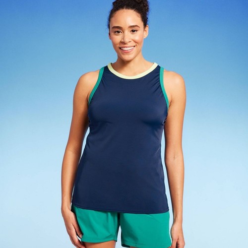 Lands' End Damen hochgeschlossen Tankini Oberteil Bademode UPF 50+ dunkelblau - Bild 4 von 5