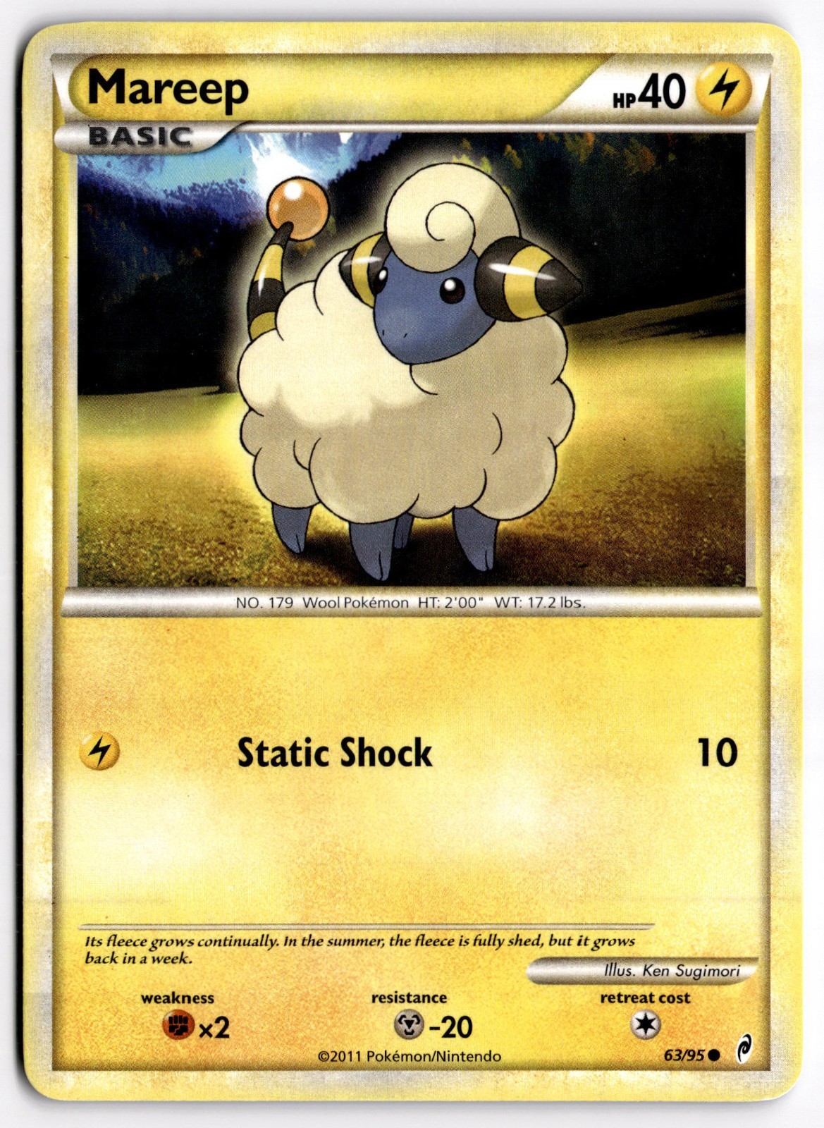 Mareep 63/95 Call of Legends Common Pokemon Card 