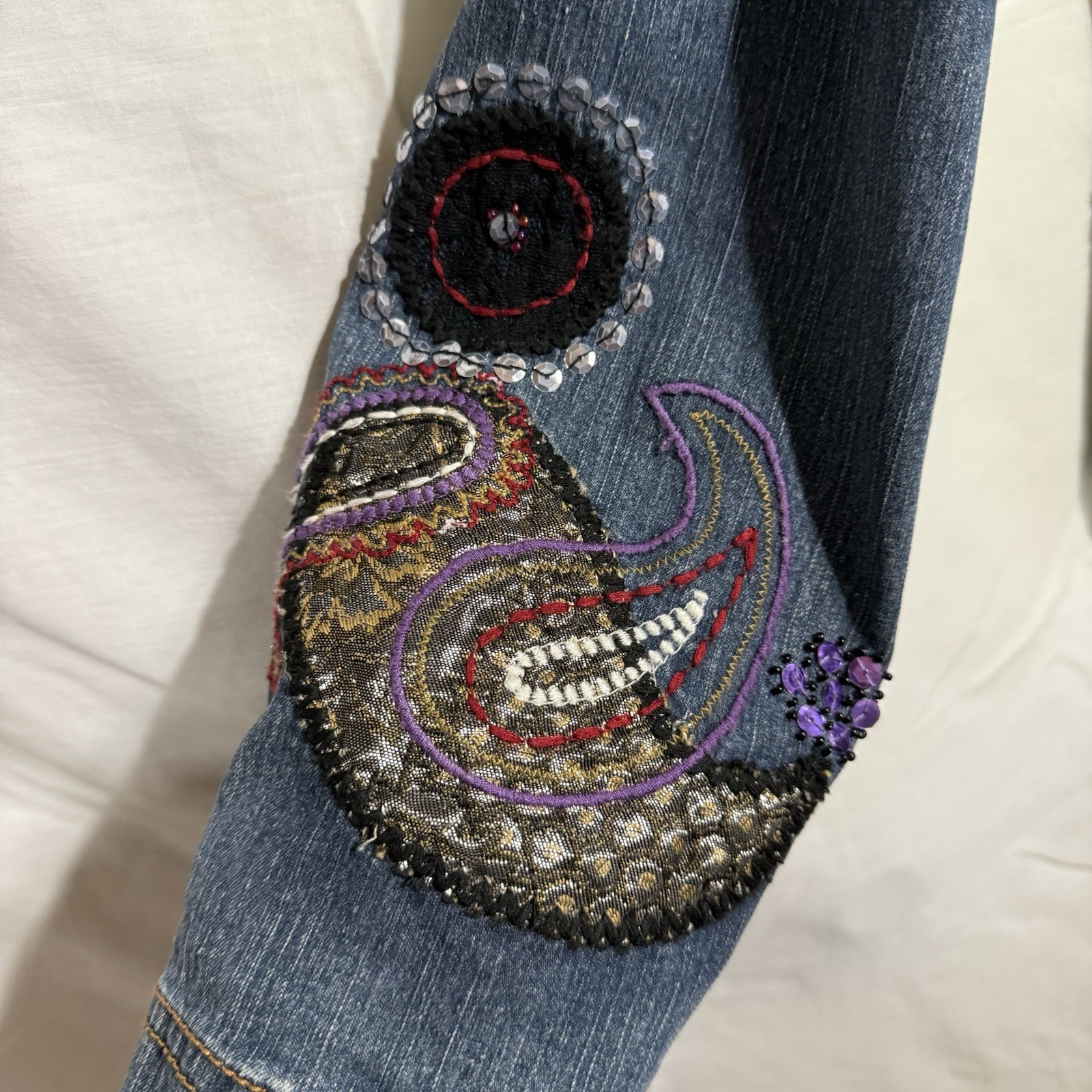 Ruby Rd. Denim Jacket Embroidered Embellished Pai… - image 6