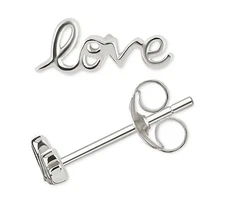 Giani Bernini Love Script Stud Earrings in Sterling Silver