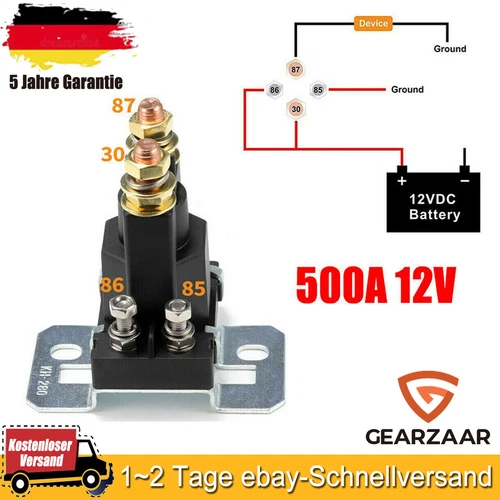 12V 500A Anlasser Magnetschalter Trennrelais KFZ Startrelais Starter Relais - Bild 1 von 12