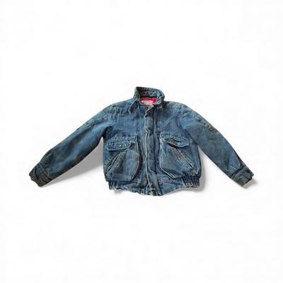 Vintage 80s Current Seen Denim Jacket Fleece Lined Youth Size 10 