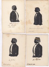 4x Studentika Scherenschnitte/ Silhouetten - Corps Stauffia? - Stuttgart um 1850