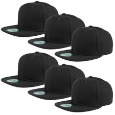 Flat Brim Snapback Baseball Caps 6 Pack Adjustable Durable Material - Wholesale