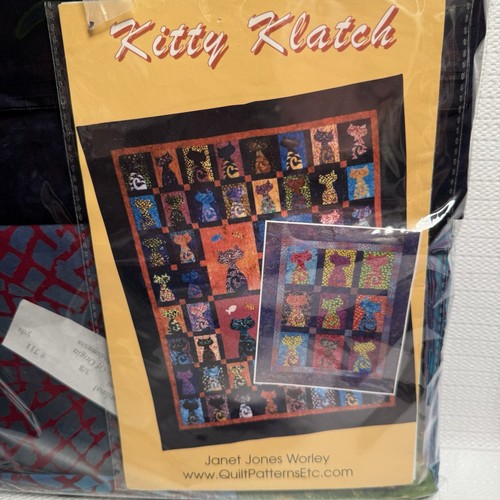 Kitty Klatch Batik Quilting Fabric Kit 32"x38" Janet Jones Worley Cats Cat - Picture 6 of 6