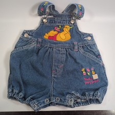 Vintage 12 Month Winnie The Pooh Pooh's Posy Patch Overalls Shortalls Rare
