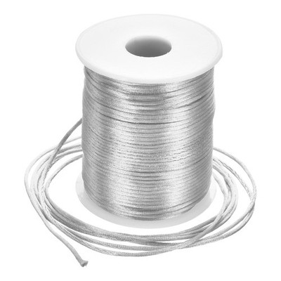 Nylon Satin Cord 2mm, 109 Yard Nylon String for Bracelet Grey