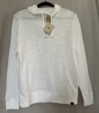 Faherty New Hoodie Men  s Small White 100 Organic Cotton Drawstring Adult Logo