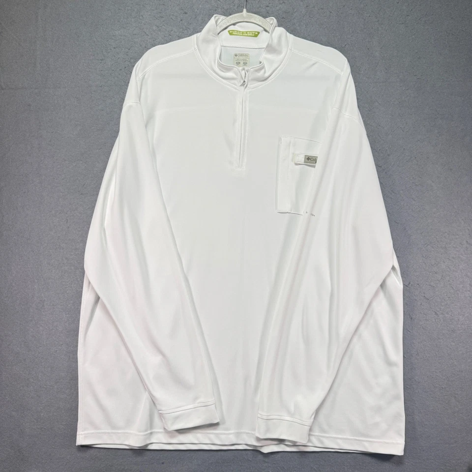Camisa de pesca Columbia XXL para hombre blanca sangre y tripas manga larga cuarto cremallera Foto 4 de 4