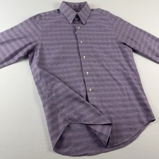 Tommy Bahama Mens M 15.5 34-35 Purple Check Long Sleeve Button Up Casual Shirt