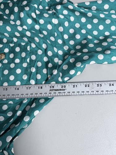 Leslie Fay Dress Womens 8 Turquoise Polka Dot Belted Cottagecore 80s NWT Boho - Picture 6 of 14