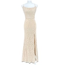 Hayley Paige Womens Lace Long Formal Bridesmaid Dress Cream Size 12