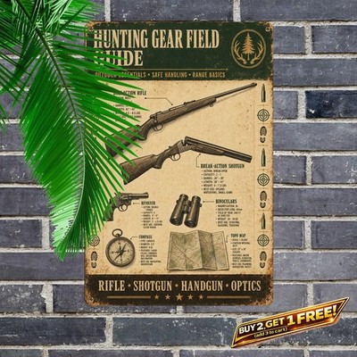 Retro Shotgun Hunting Theme Vintage Metal Tin Sign Cabin Wall Art 8x12