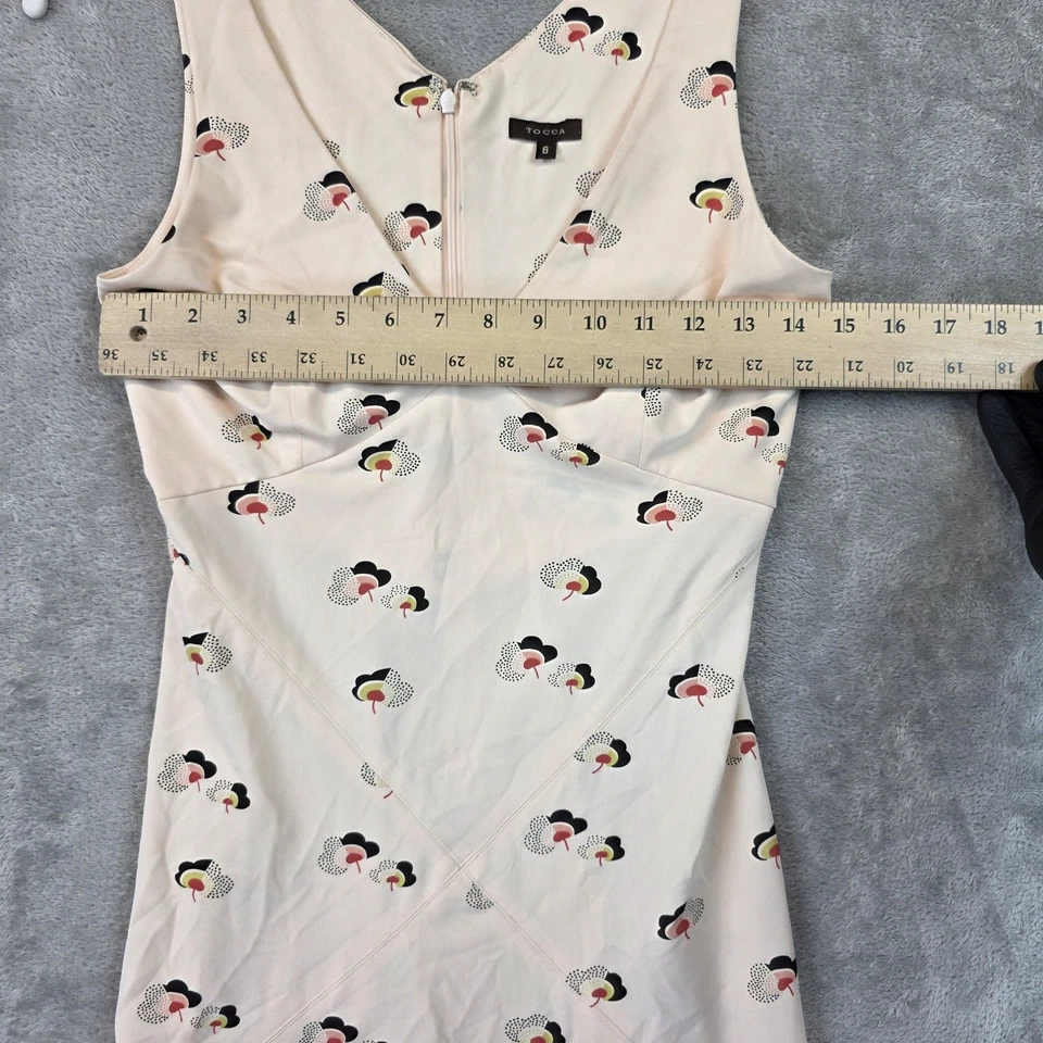 Vestido Tocca Para Mujer 6 Pastel Melocotón Negro Floral Sin Mangas Ajuste Midi Acampanado Primavera Foto 3 de 4