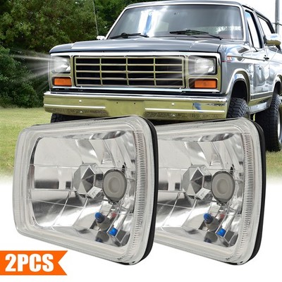  2x 7X6'' 5X7'' Clear Glass Headlight Housing Dual fits LED HID Halogen Bulbs