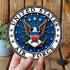 Vintage Tin Metal Sign United States Air Force Aluminum Round 8x8