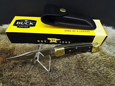 BUCK KNIVES USA Buck 110 Folding Hunter Knife Finger Grooved Ebony Wood USA 110BRSFG-B # 2538