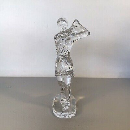 MCM WATERFORD 7" LADY GOLFER CRISTALLO FERMACARTE CURIO DONNA FIGURA GOLF CON SCATOLA - Foto 4 di 10
