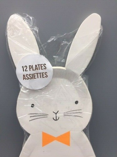 MERI MERI Easter Bunny Rabbit Shaped Party Paper Plates 12 Count Spring Nice - Picture 2 of 8