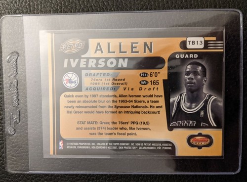 1996 BOWMANS BEST RETRO #TB13 ALLEN IVERSON ROOKIE CARD RC SIXERS HOF - Picture 2 of 2