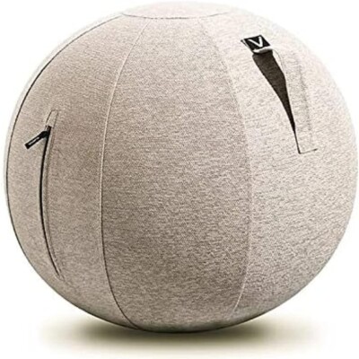 Grey Luno Exercise Ball Chair Chenille Home Offices Balance