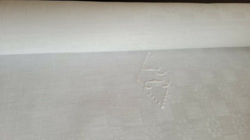 9 ANTIQUE Large French DAMASK Linen Napkins hand monogram PE - Picture 7 of 11