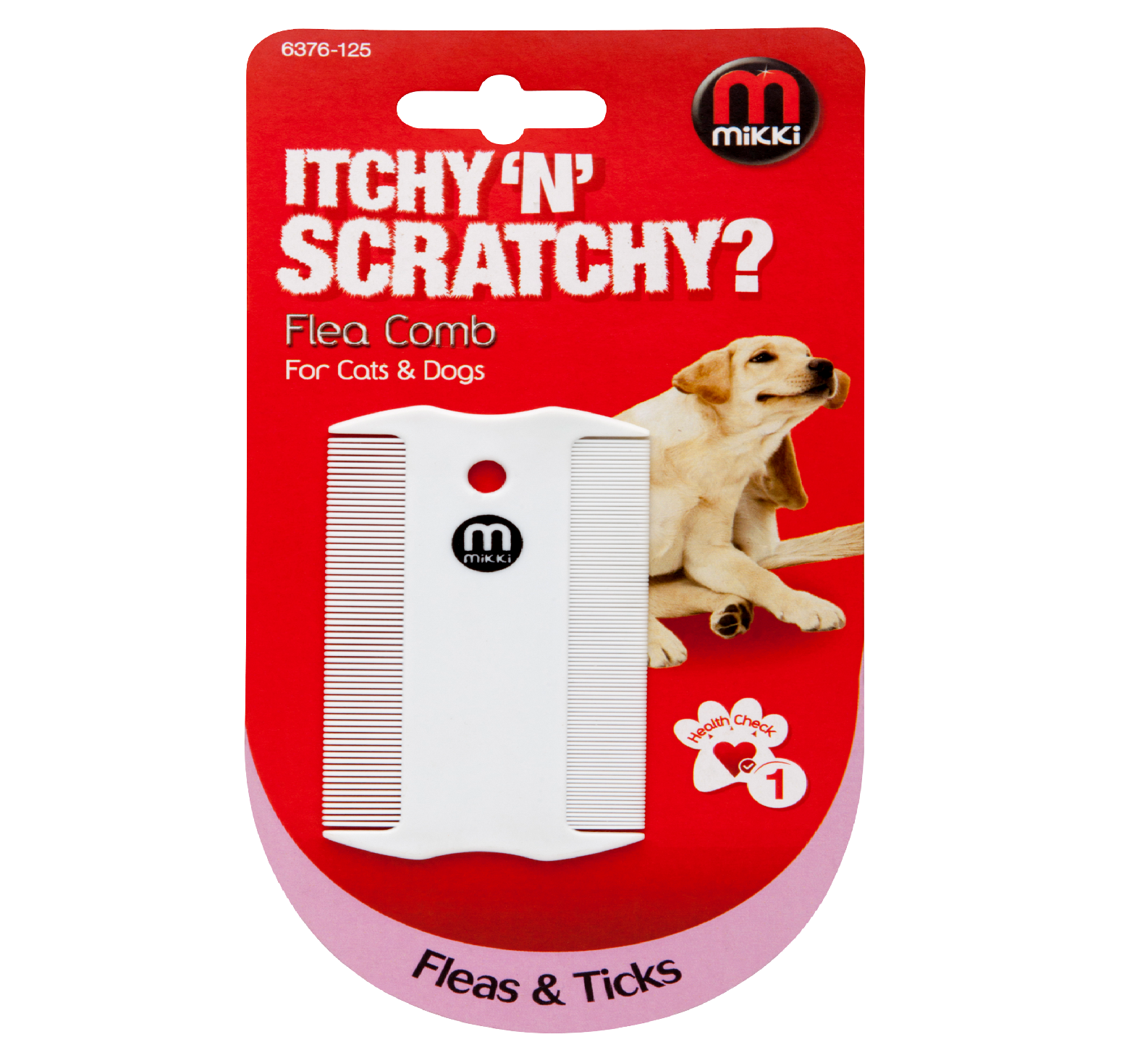 MIKKI FLEA COMB : Dog Cat Animal Fleas & Ticks Checker bp Grooming Plastic Brush