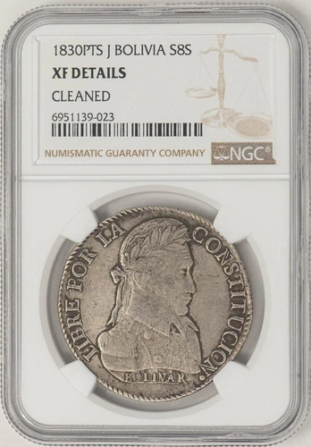 1830PTS J Bolivia 8 Soles XF Details NGC 948842-23