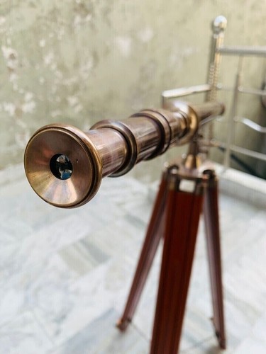 TELESCOPE MARINE NAUTICAL BRASS PIRATE SPYGLASS VINTAGE SCOPE WITH TRIPOD STAND - Picture 7 of 10