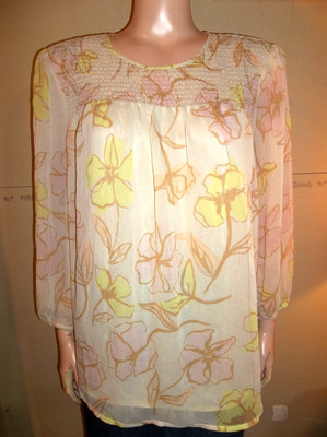 EVRI PLUS SIZE 3/4 SLEEVE SHEER FLORAL SHIRT 0X NEW CAREER